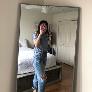 blue off the shoulder top